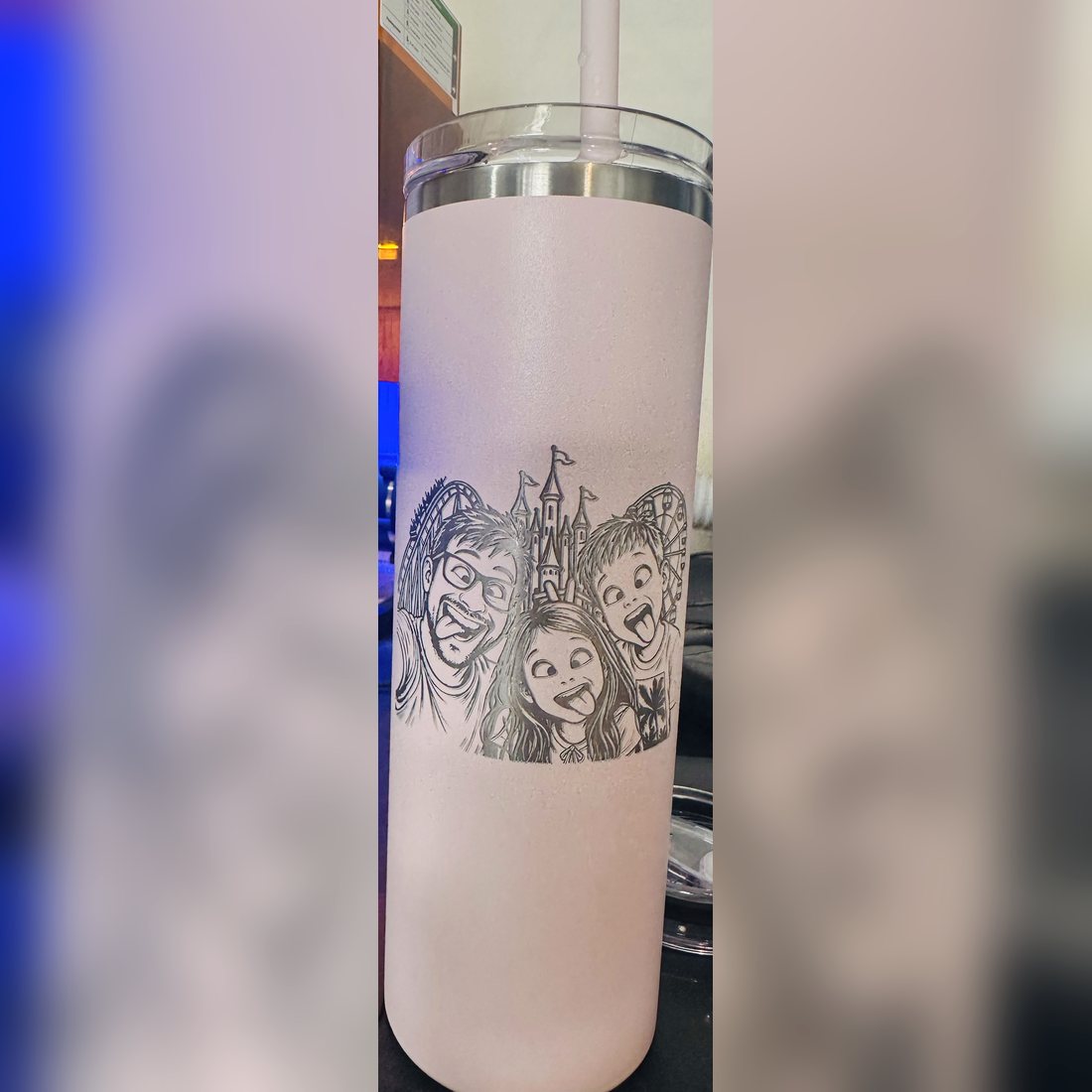 Custom family photo tumbler
