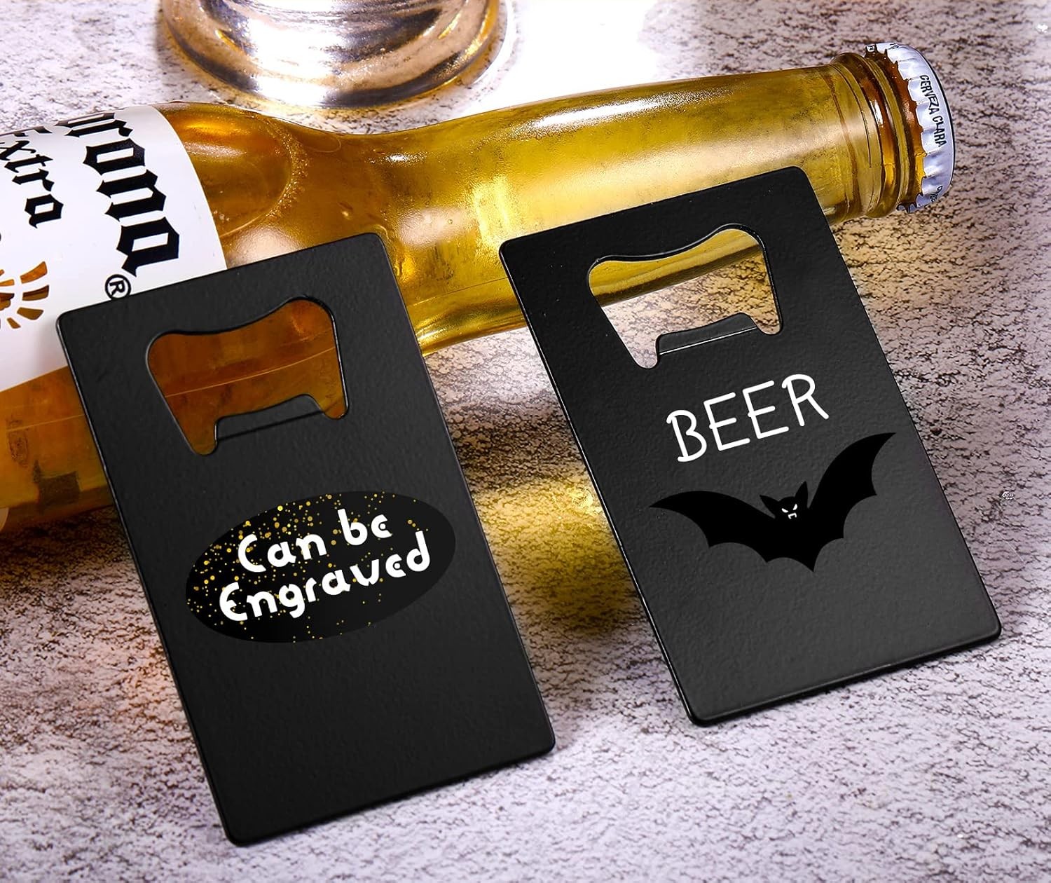 Engraved credit-card bottle openers